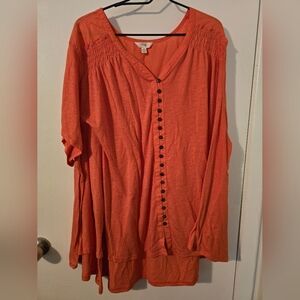 Terra and sky peach blouse